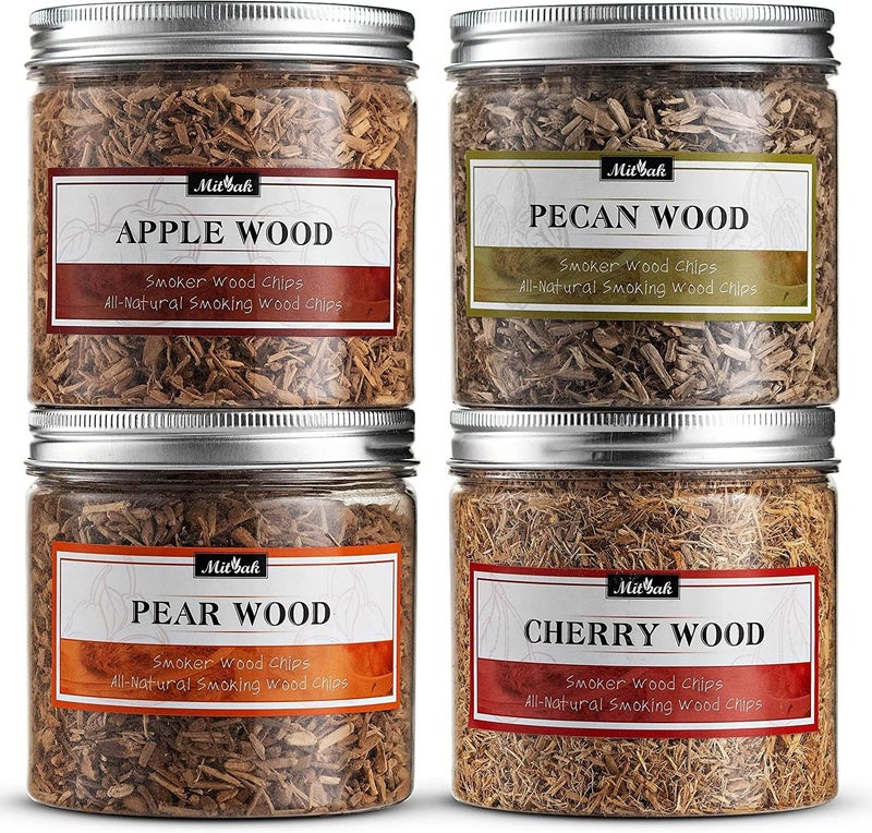 MITBAK Premium Wood Chips for Smoking Gun (Set of 4 - Apple, Cherry, Pecan, Pear) 4 OZ Each Extra Fine Wood Smoking Chips for Handheld Cocktail Smoker - Image 1